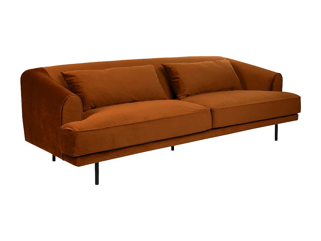 Winsen - Canapé 4 places en velours pieds droits en métal - Rouille