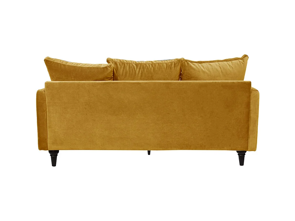 Villabon - Canapé 3 places en velours pieds tournés - Jaune moutarde