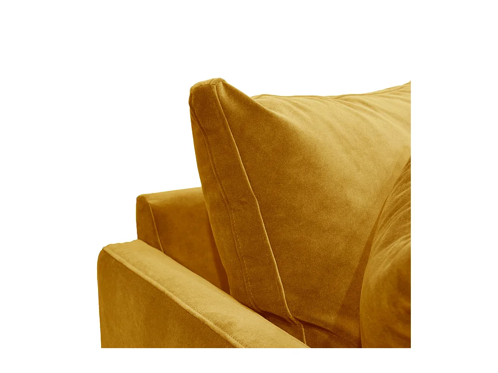 Villabon - Canapé 3 places en velours pieds tournés - Jaune moutarde