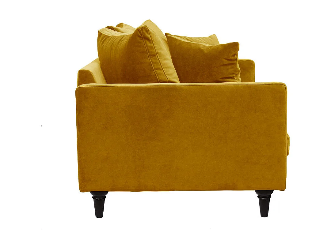 Villabon - Canapé 3 places en velours pieds tournés - Jaune moutarde