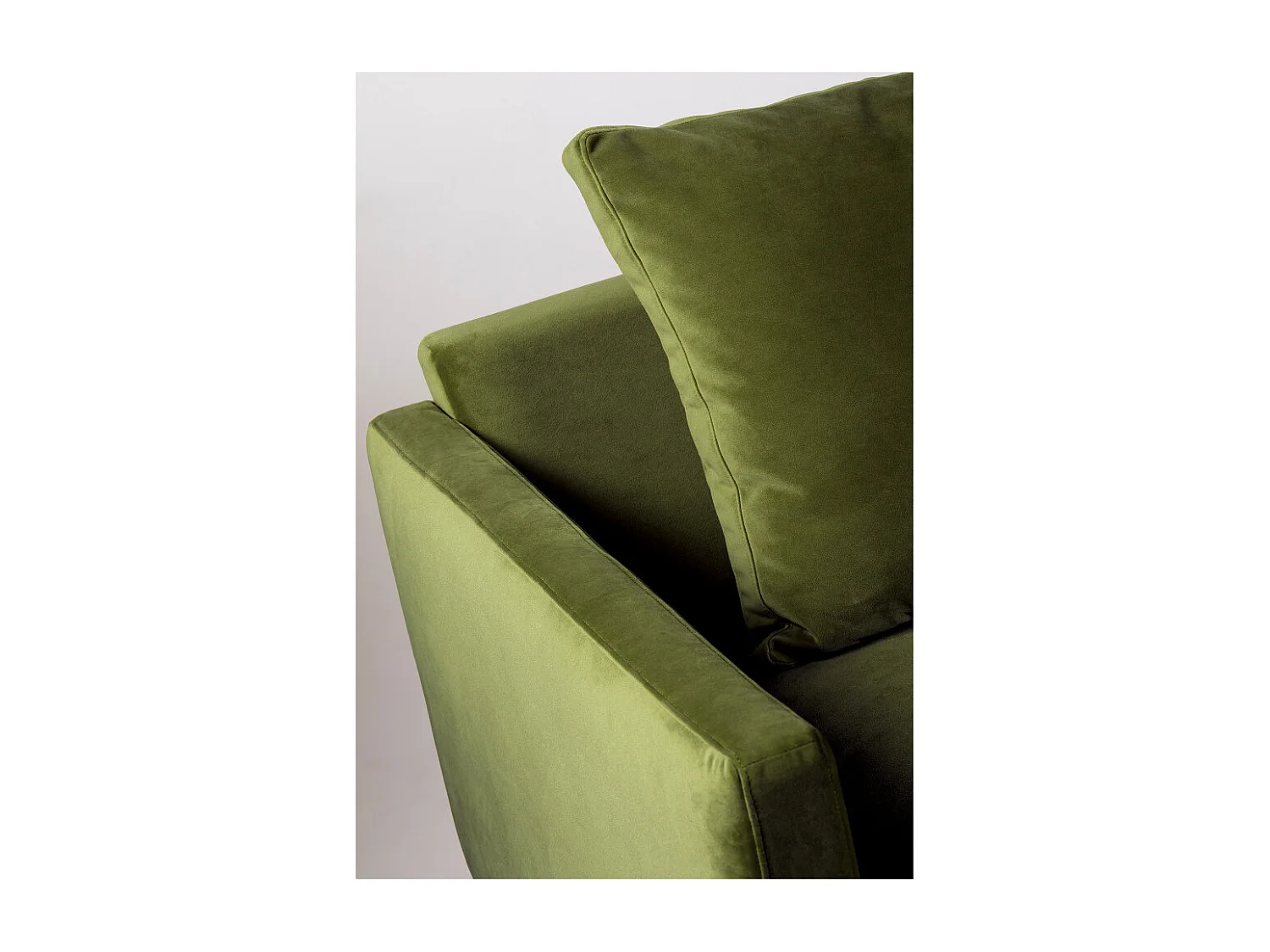 Villabon - Canapé 4 places en velours pieds épingles noirs - Vert olive