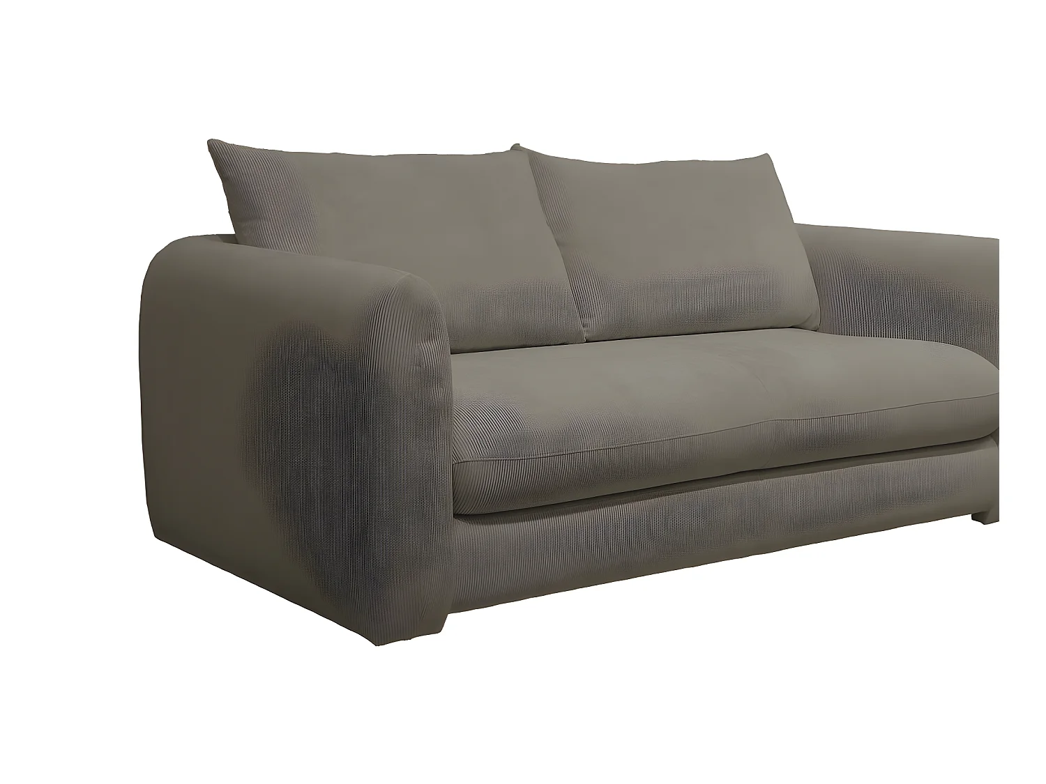 Wiame - Canapé 2,5 places en velours côtelé : Couleur - Vert kaki