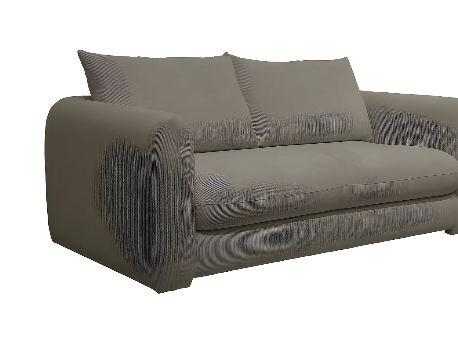 Wiame - Canapé 2,5 places en velours côtelé : Couleur - Vert kaki