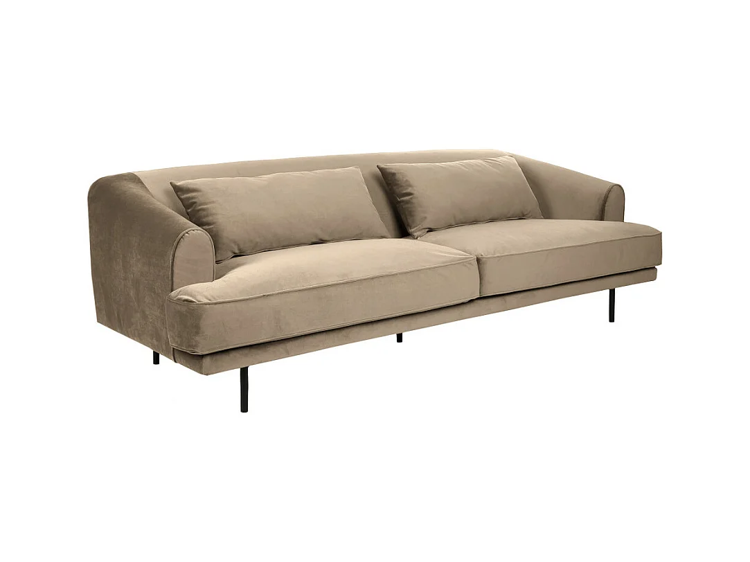 Winsen - Canapé 4 places en velours pieds droits en métal - Beige