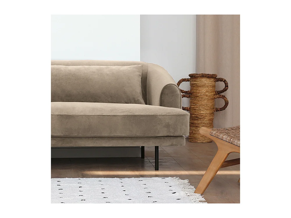 Winsen - Canapé 4 places en velours pieds droits en métal - Beige