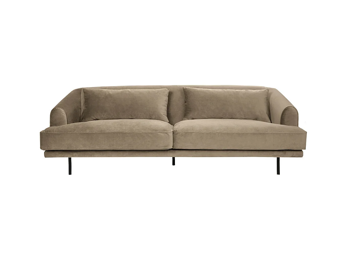 Winsen - Canapé 4 places en velours pieds droits en métal - Beige