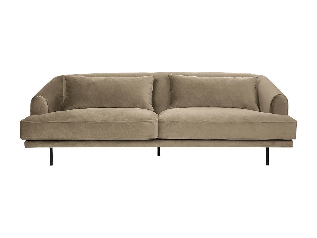 Winsen - Canapé 4 places en velours pieds droits en métal - Beige