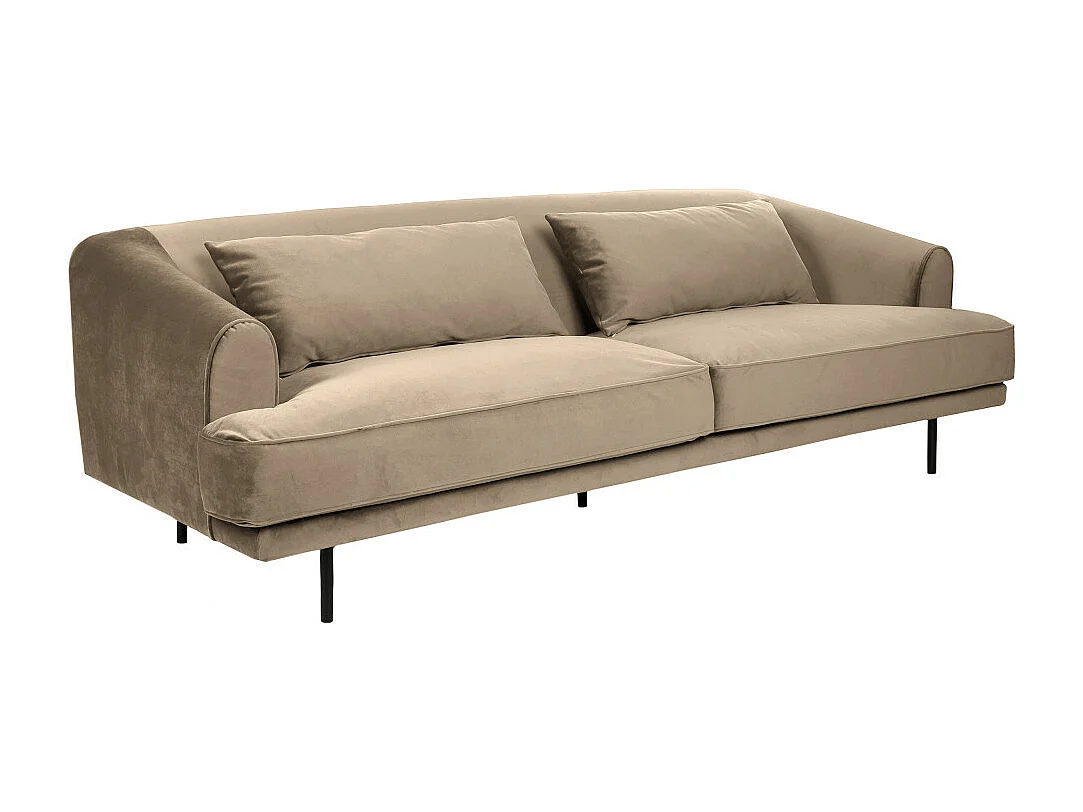 Winsen - Canapé 4 places en velours pieds droits en métal - Beige