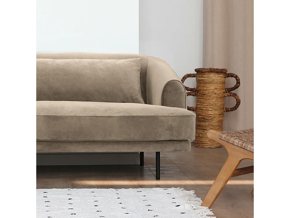 Winsen - Canapé 4 places en velours pieds droits en métal - Beige