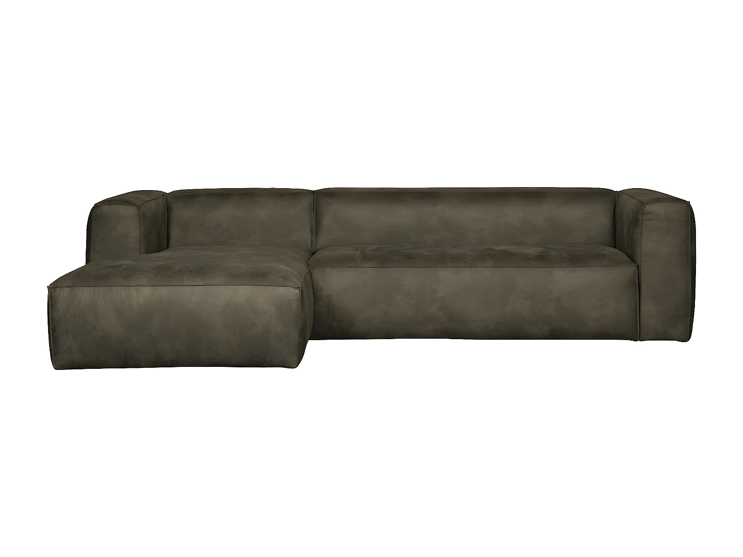 BEAN - Canapé d'angle gauche 5 places en cuir recyclé kaki