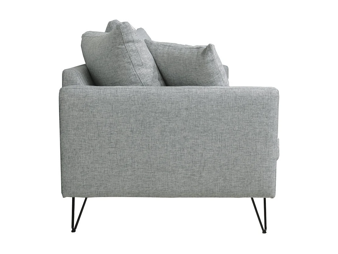 Villabon - Canapé 4 places en tissu pieds épingles noirs - Gris