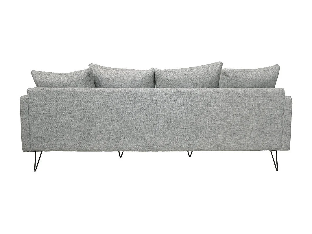 Villabon - Canapé 4 places en tissu pieds épingles noirs - Gris