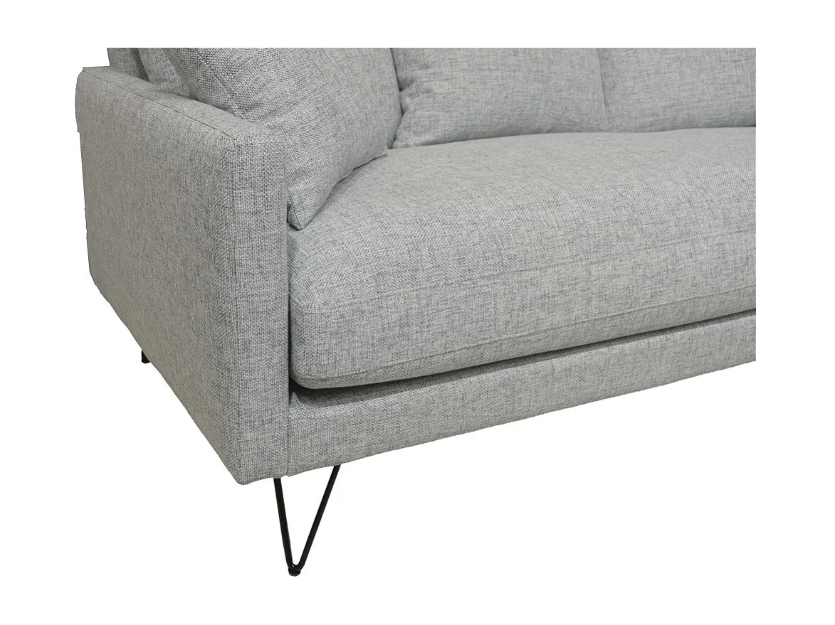 Villabon - Canapé 4 places en tissu pieds épingles noirs - Gris