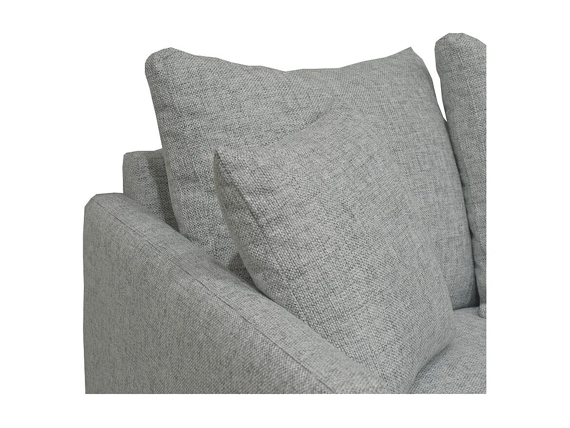 Villabon - Canapé 4 places en tissu pieds épingles noirs - Gris