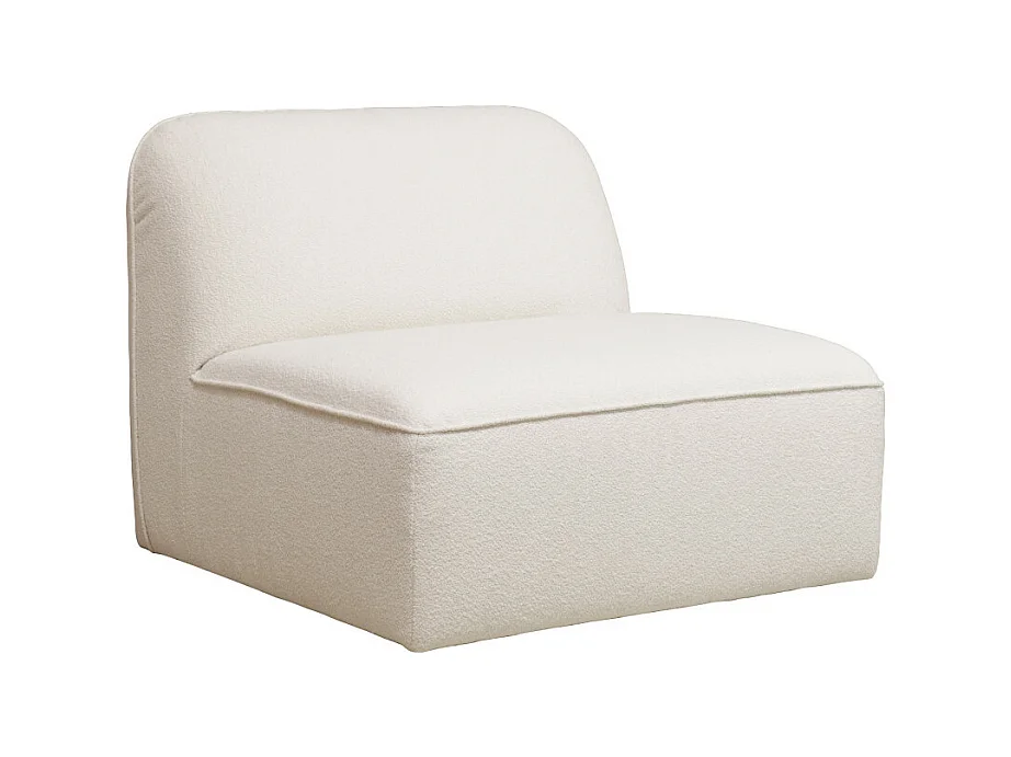 Noor - Chauffeuse pour canapé modulable en tissu bouclette - Écru