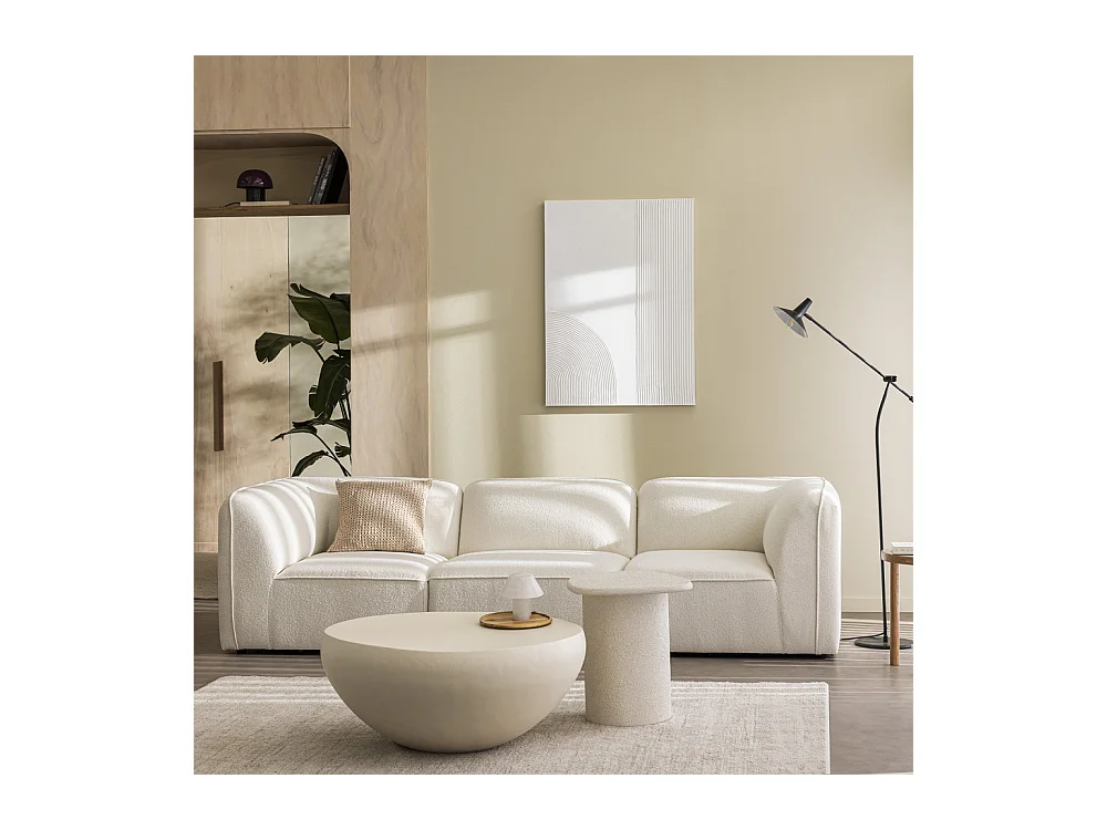 Noor - Chauffeuse pour canapé modulable en tissu bouclette - Écru