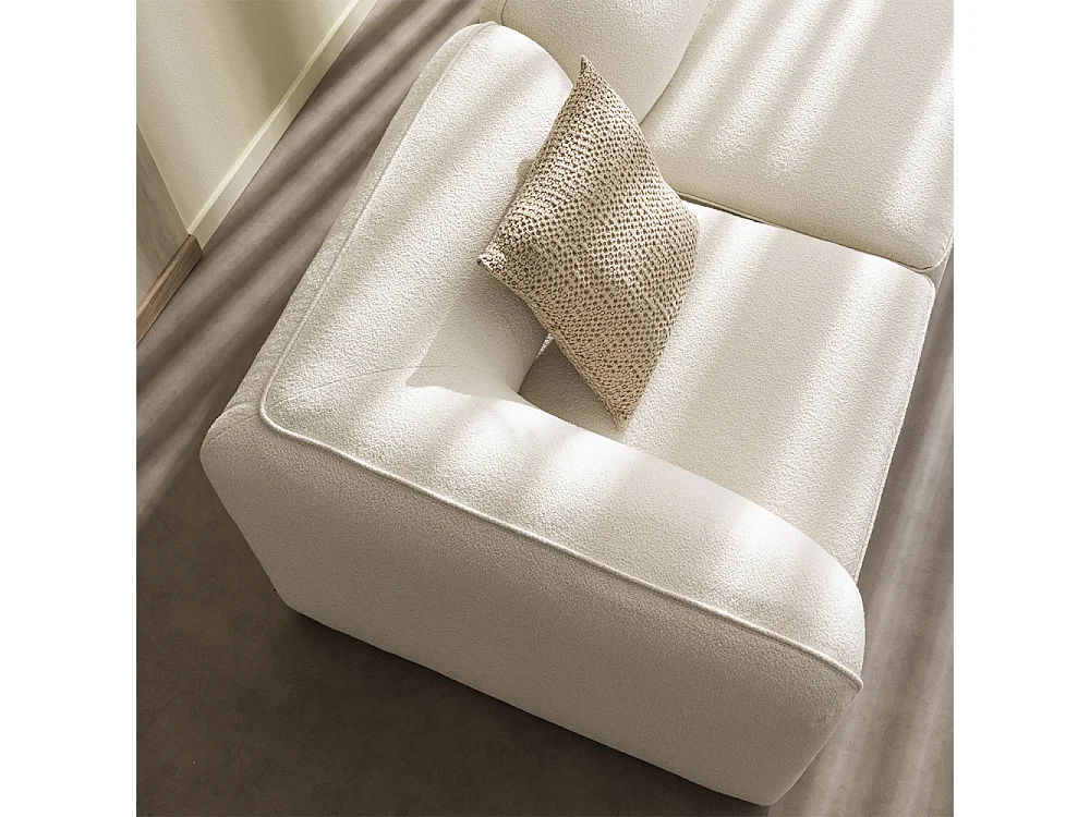 Noor - Chauffeuse pour canapé modulable en tissu bouclette - Écru