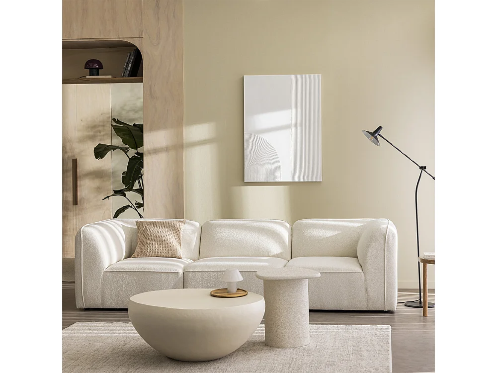 Noor - Chauffeuse pour canapé modulable en tissu bouclette - Écru