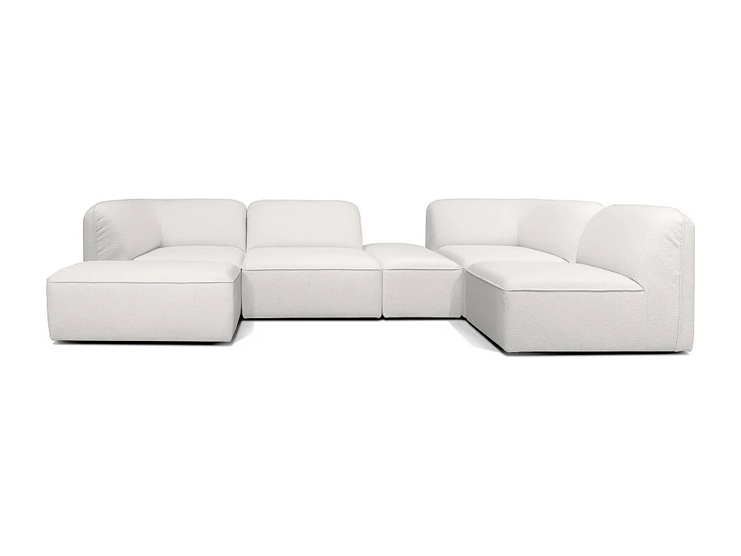 Noor - Chauffeuse pour canapé modulable en tissu bouclette - Écru