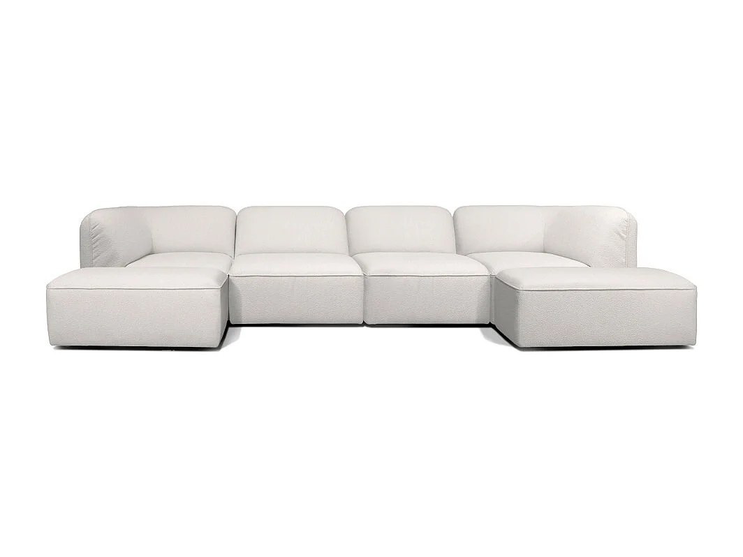 Noor - Chauffeuse pour canapé modulable en tissu bouclette - Écru