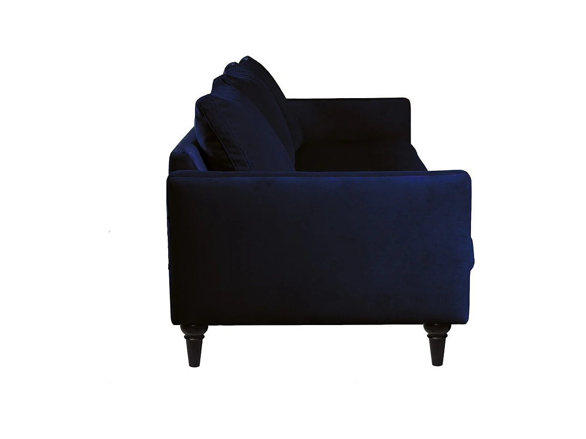 Villabon - Canapé 4 places en velours pieds tournés - Bleu marine