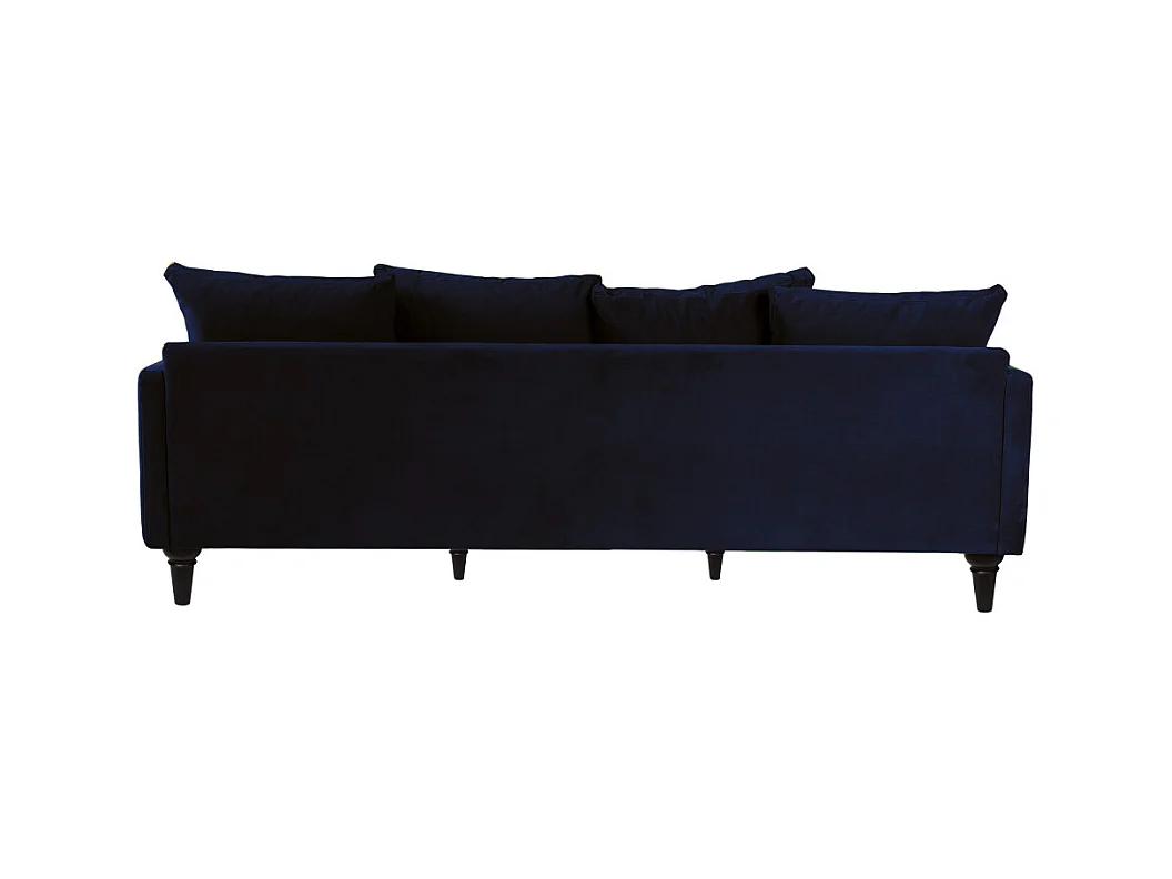 Villabon - Canapé 4 places en velours pieds tournés - Bleu marine