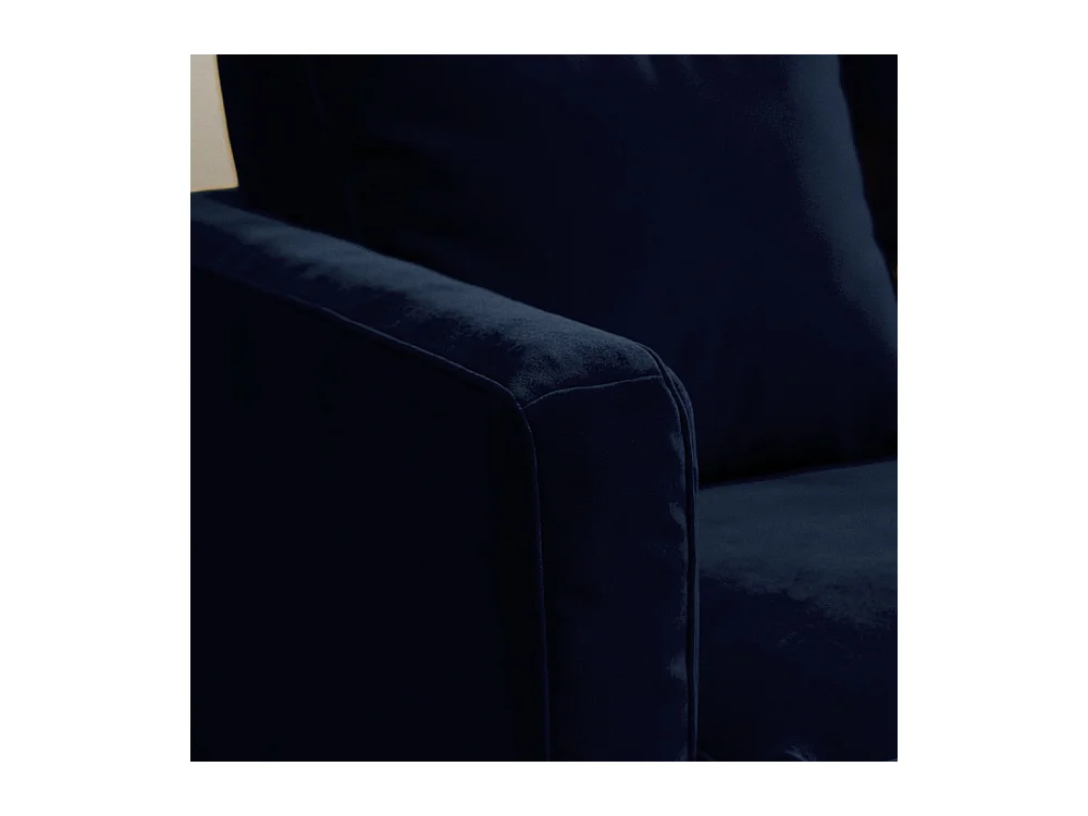 Villabon - Canapé 4 places en velours pieds tournés - Bleu marine