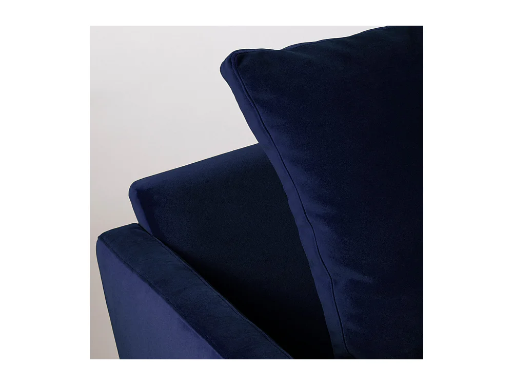 Villabon - Canapé 4 places en velours pieds tournés - Bleu marine