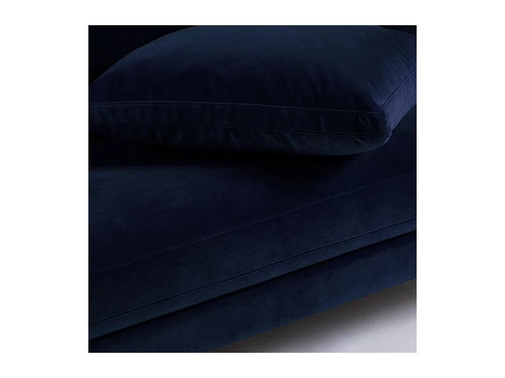 Villabon - Canapé 4 places en velours pieds tournés - Bleu marine