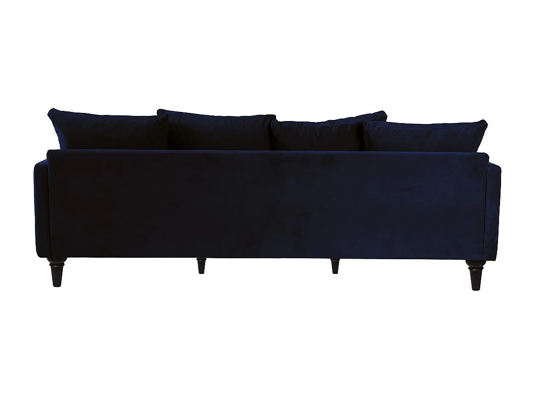 Villabon - Canapé 4 places en velours pieds tournés - Bleu marine