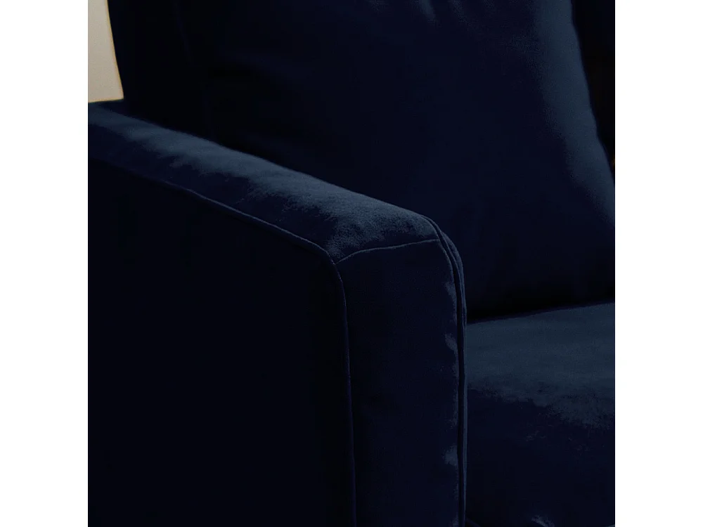 Villabon - Canapé 4 places en velours pieds tournés - Bleu marine