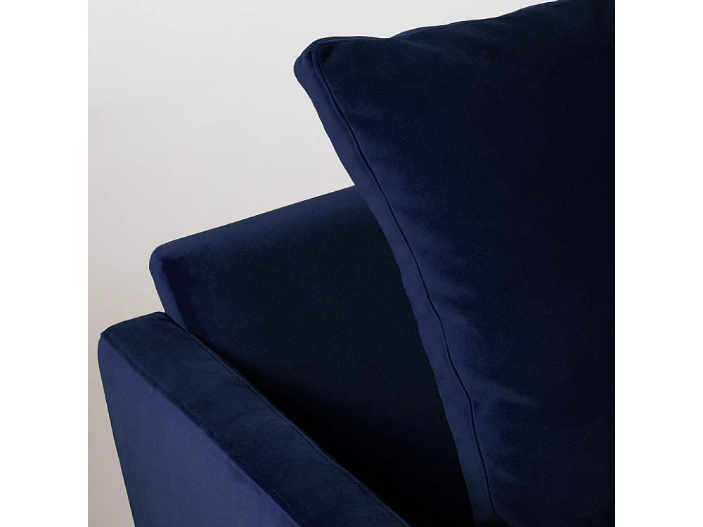 Villabon - Canapé 4 places en velours pieds tournés - Bleu marine