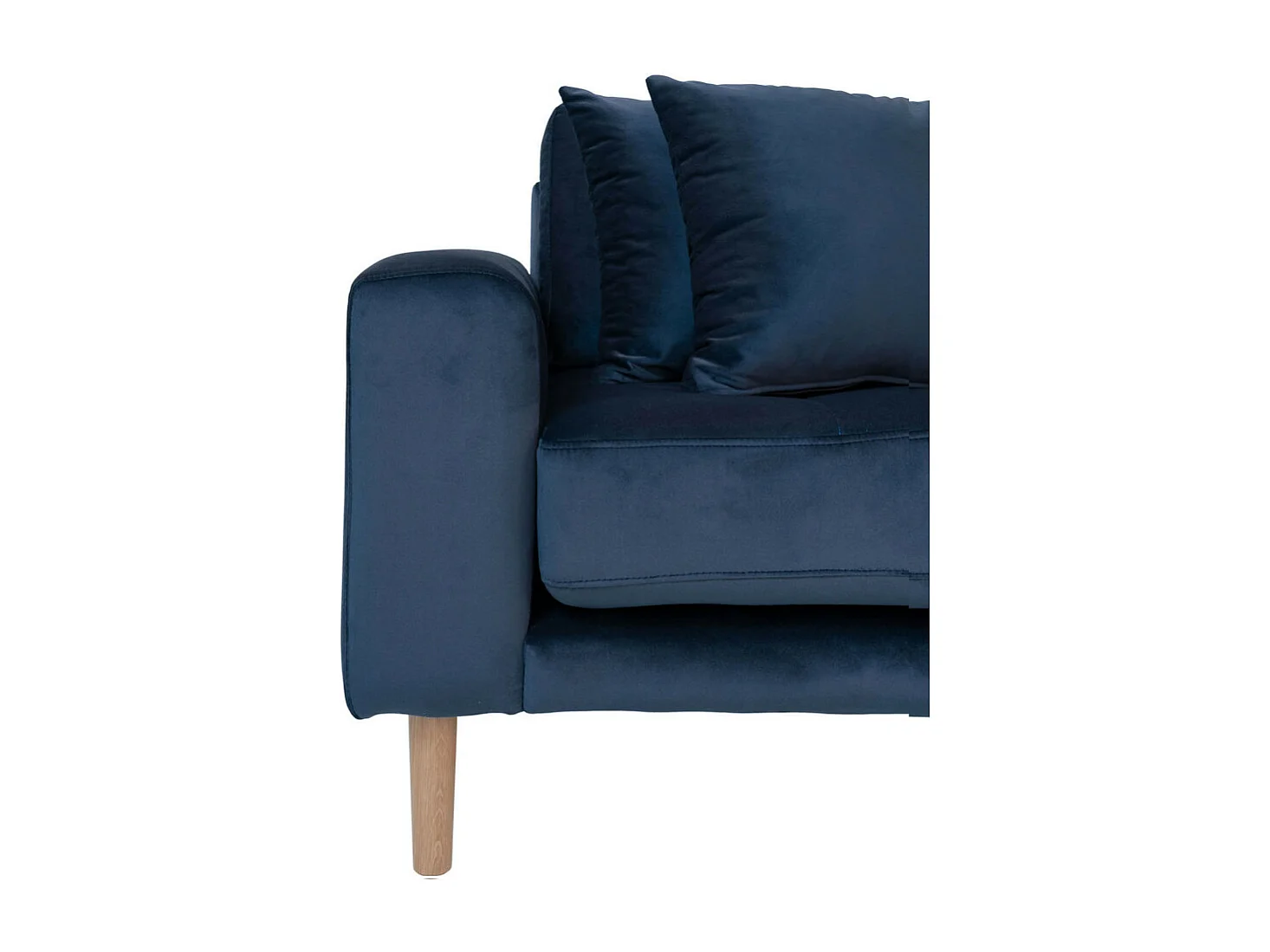 Lido - Canapé d'angle droit en velours L290cm - Couleur - Bleu foncé