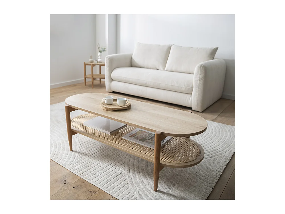 Wiame - Canapé 2,5 places en velours côtelé - Ecru