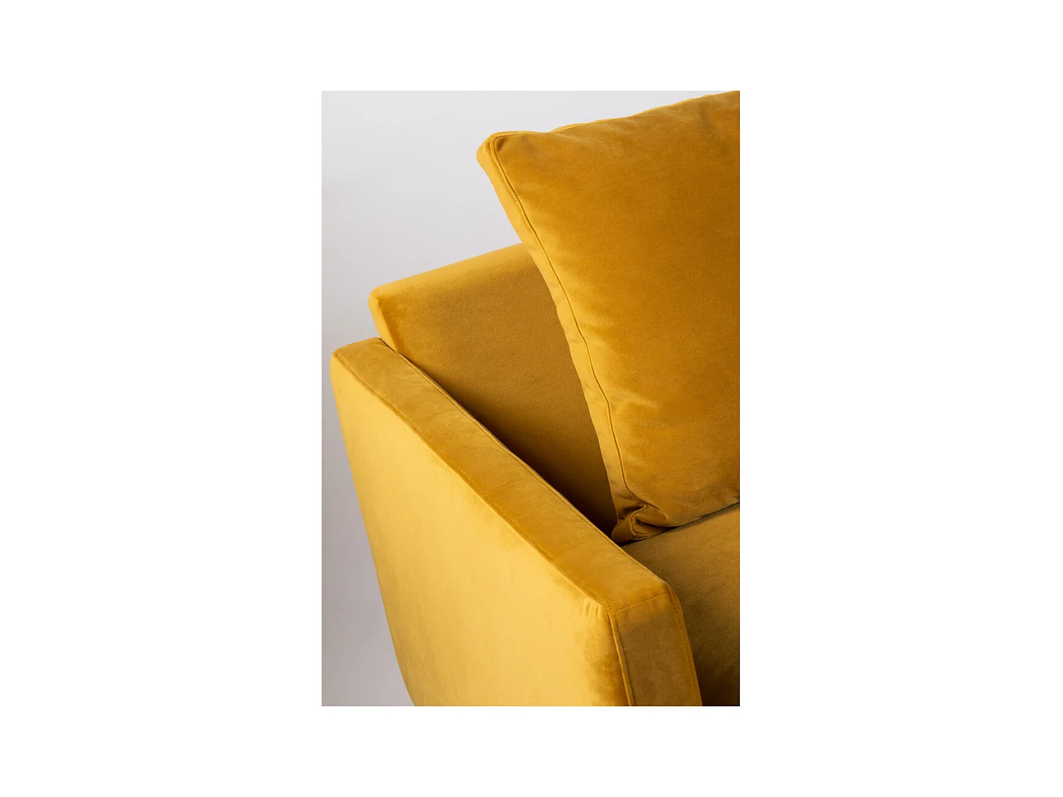 Villabon - Canapé 4 places en velours pieds épingles noirs - Jaune moutarde