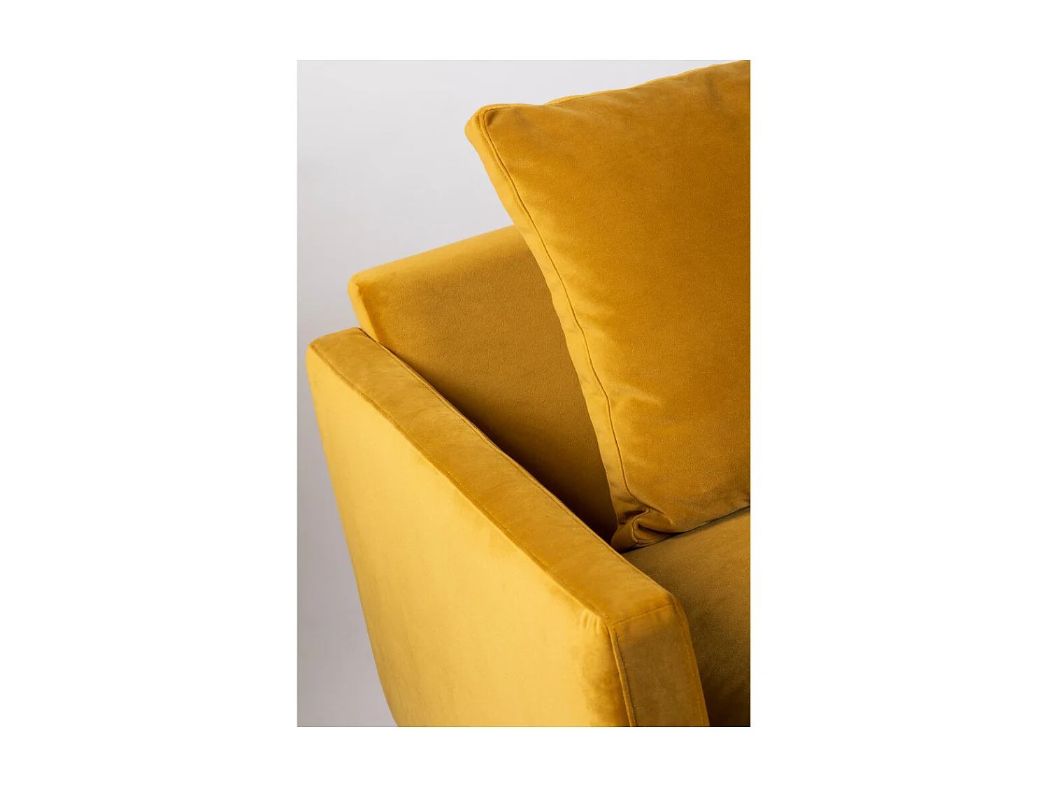 Villabon - Canapé 4 places en velours pieds épingles noirs - Jaune moutarde