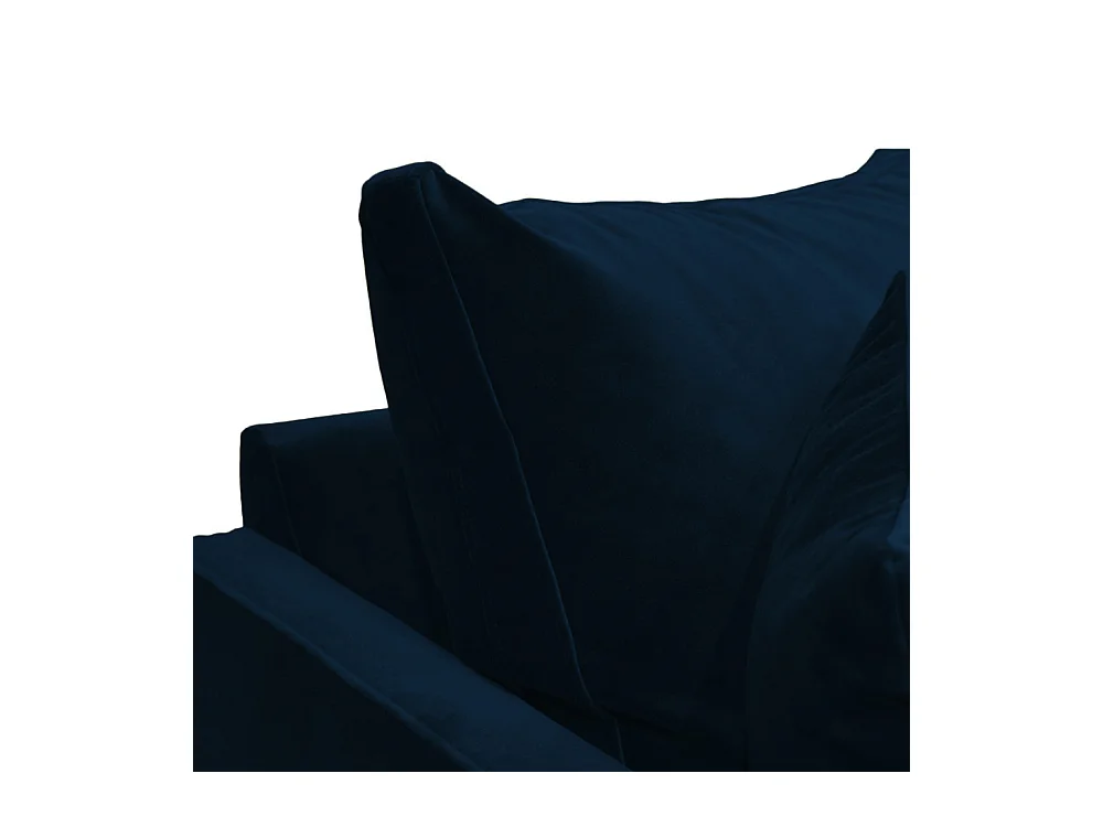 Villabon - Canapé 3 places en velours pieds épingles noirs - Bleu marine