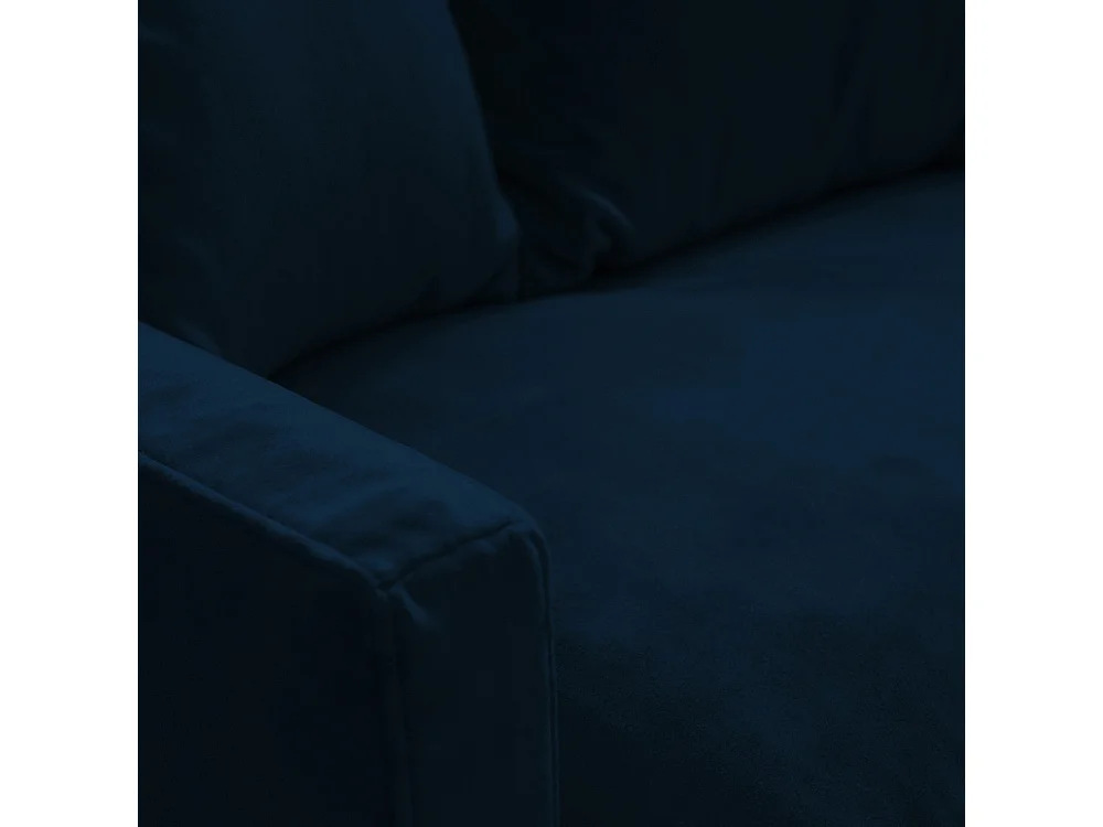 Villabon - Canapé 3 places en velours pieds épingles noirs - Bleu marine