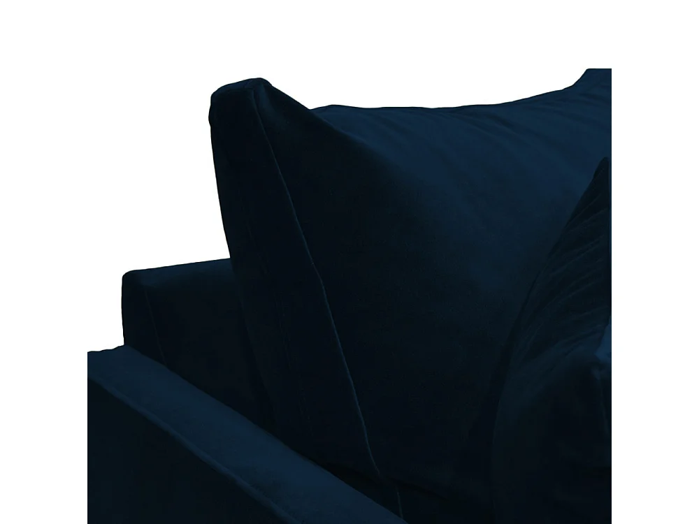 Villabon - Canapé 3 places en velours pieds épingles noirs - Bleu marine