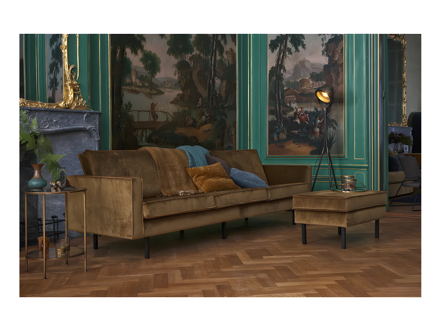 Bronco - Grand canapé 4 places vintage velours - Bronze