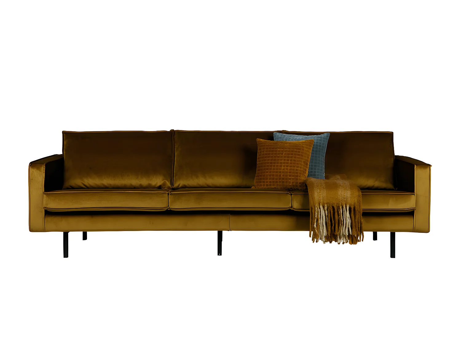 Bronco - Grand canapé 4 places vintage velours - Bronze