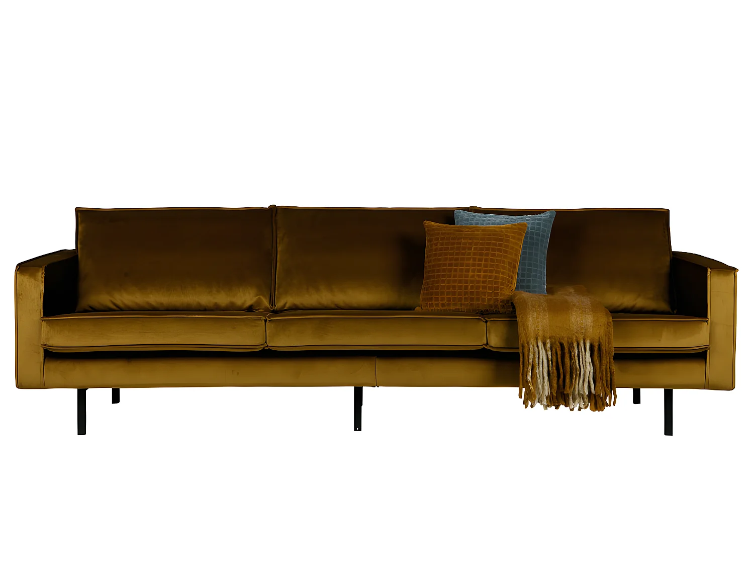 Bronco - Grand canapé 4 places vintage velours - Bronze