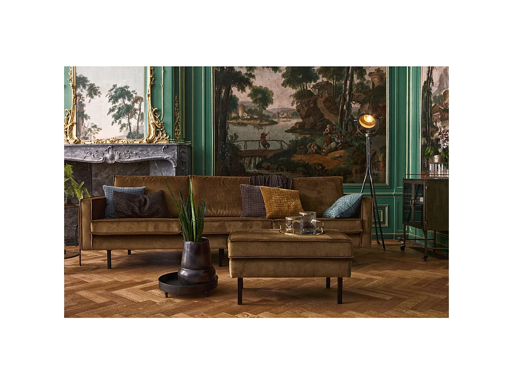 Bronco - Grand canapé 4 places vintage velours - Bronze