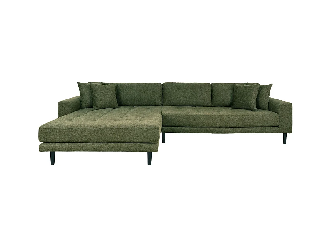 Lido - Canapé d'angle gauche en tissu pieds noirs L290cm - Couleur - Vert olive