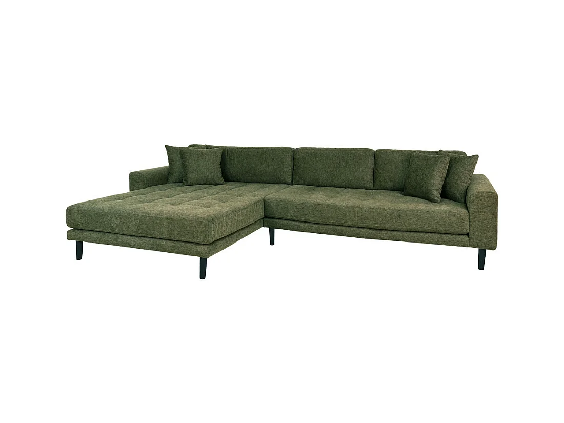 Lido - Canapé d'angle gauche en tissu pieds noirs L290cm - Couleur - Vert olive