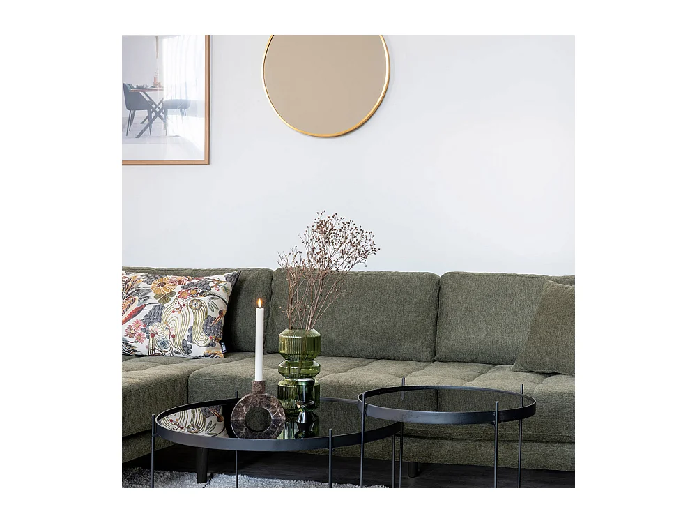 Lido - Canapé d'angle gauche en tissu pieds noirs L290cm - Couleur - Vert olive