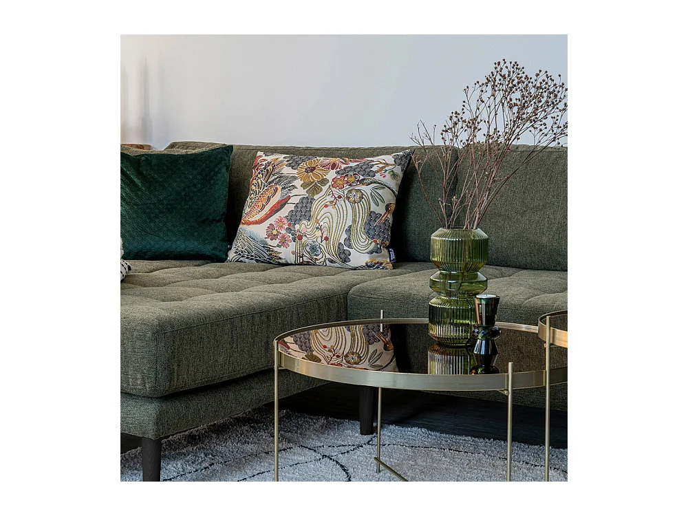 Lido - Canapé d'angle gauche en tissu pieds noirs L290cm - Couleur - Vert olive