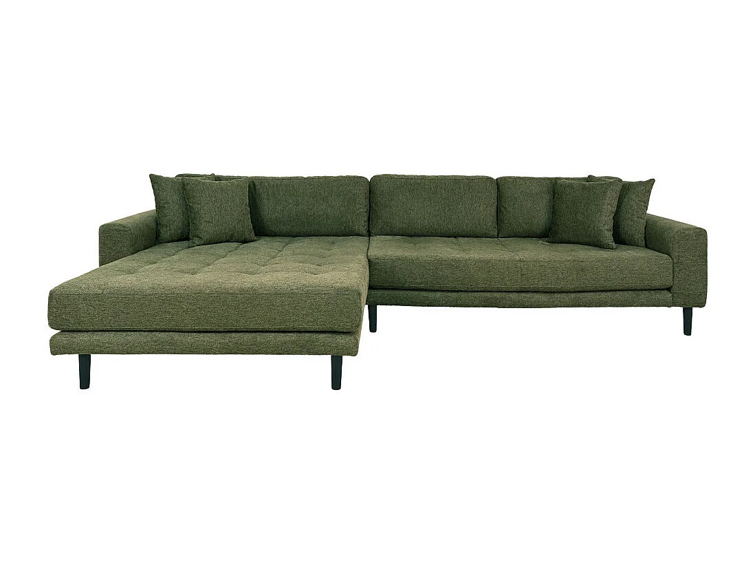 Lido bank bank met chaise longue links gericht 4 kussens groen.