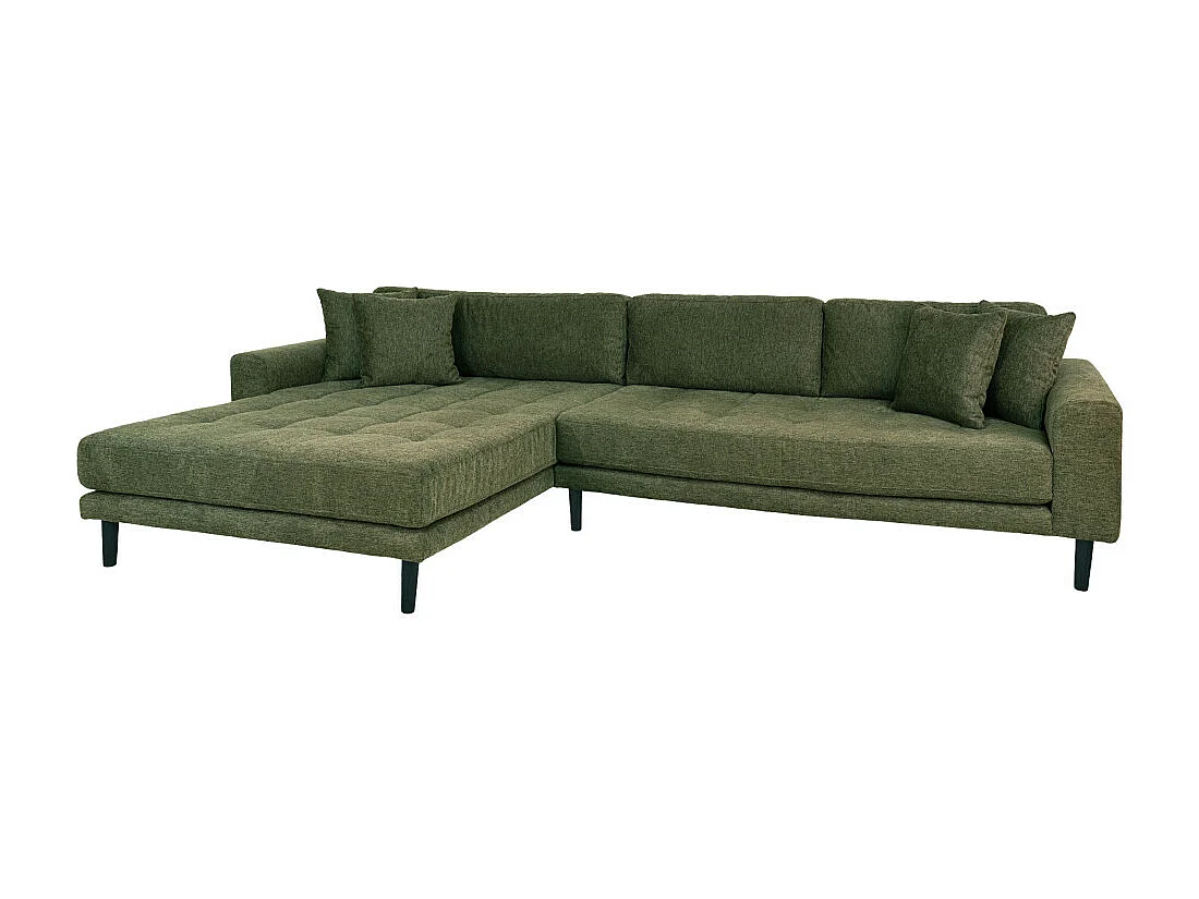 Lido bank bank met chaise longue links gericht 4 kussens groen.