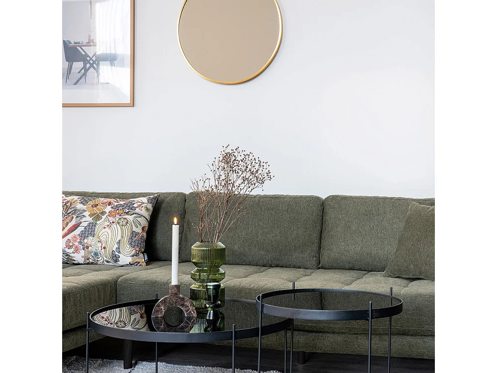 Lido bank bank met chaise longue links gericht 4 kussens groen.